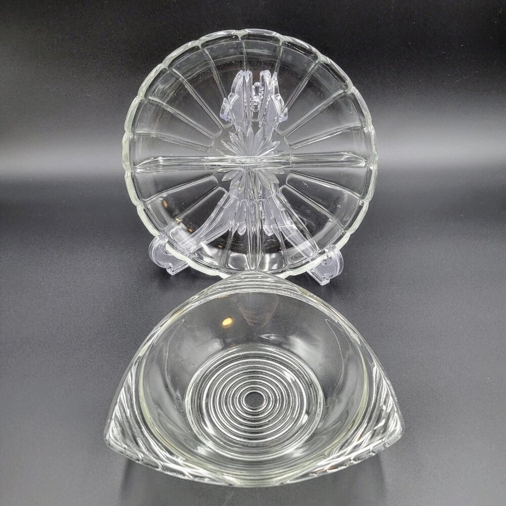 Clear Serving Dishes Round Divided Triangle Atomic Kitchen Candy Server Read